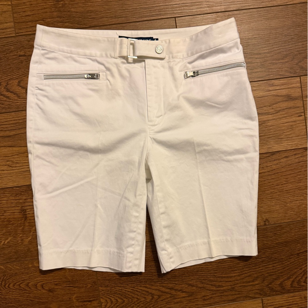 Ralph Lauren Golf Womens White Zipper Pocket‎ Buckle Waist Shorts Size 4